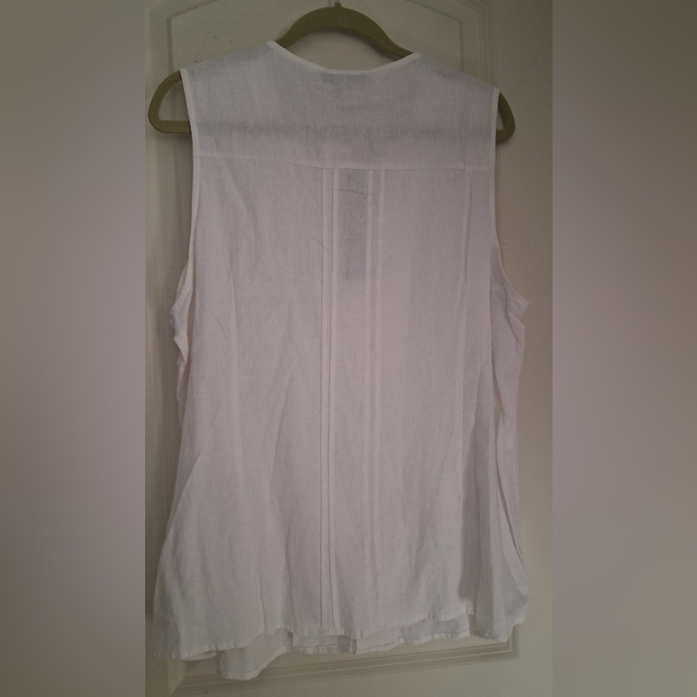 Rose & thyme Elegant White linen rayon Sleeveless Top 1x seacore beach summer - Picture 9 of 11
